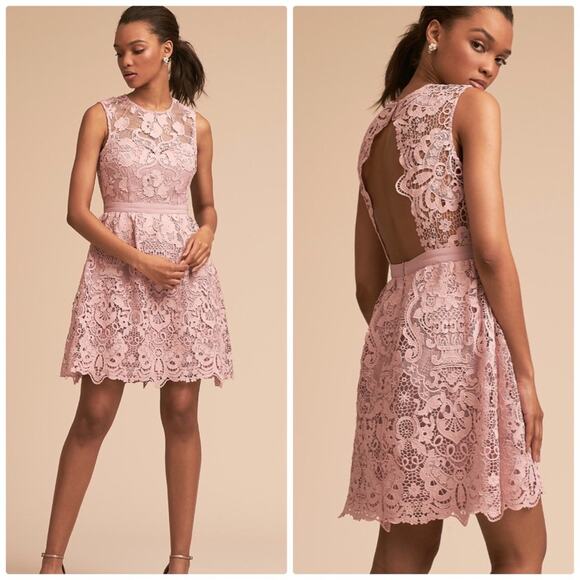 Anthropologie BHLDN Rosaline Lilac Lace Dress Cutout Back Size Small New‎ - Picture 1 of 4